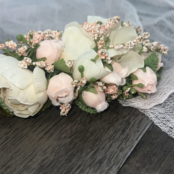 Infant photo prop newborn receiving blanket wrap with matching floral headband - Picture 3 of 10